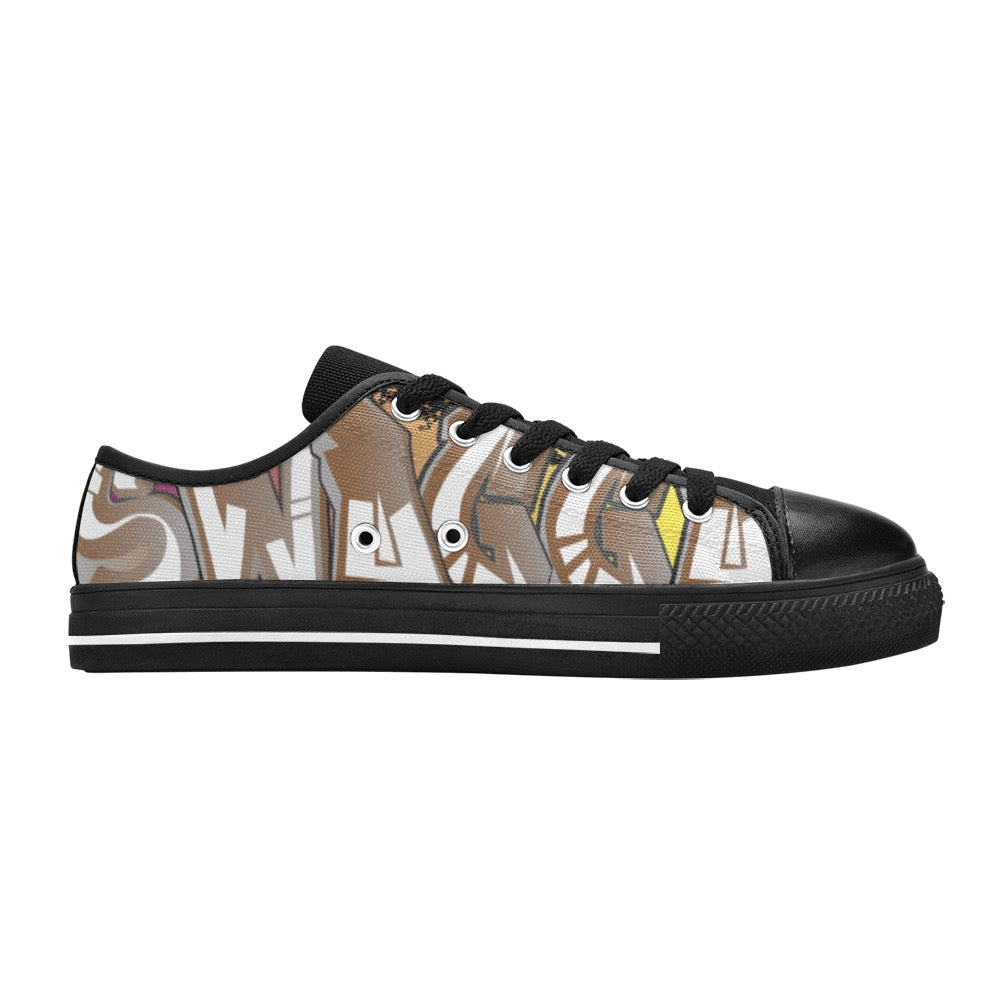 Final SWAGGA LOGO mens low black Men's Classic Canvas Shoes (Model 018)