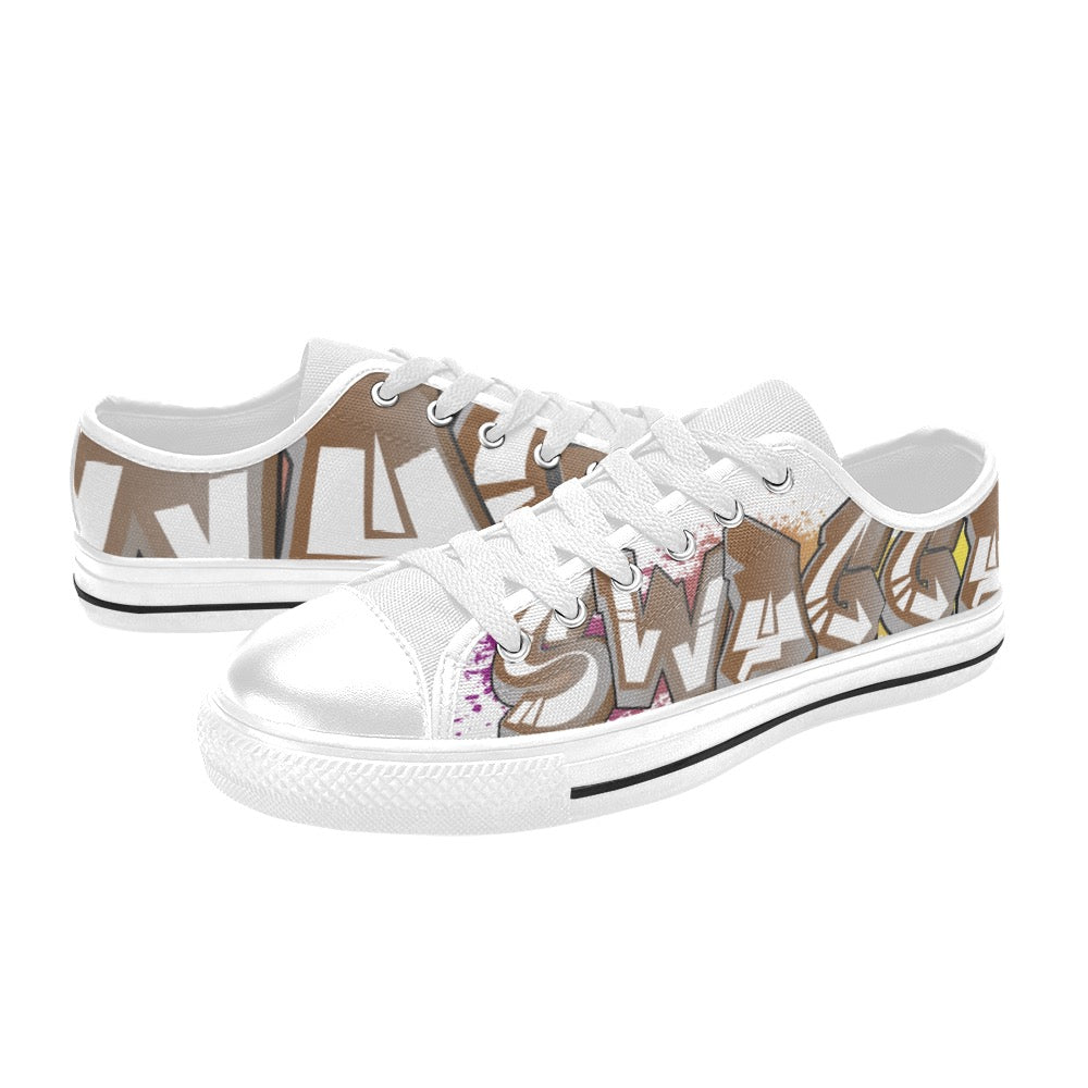 SWAGGA Low White Women's Classic Canvas Shoes (Model 018)