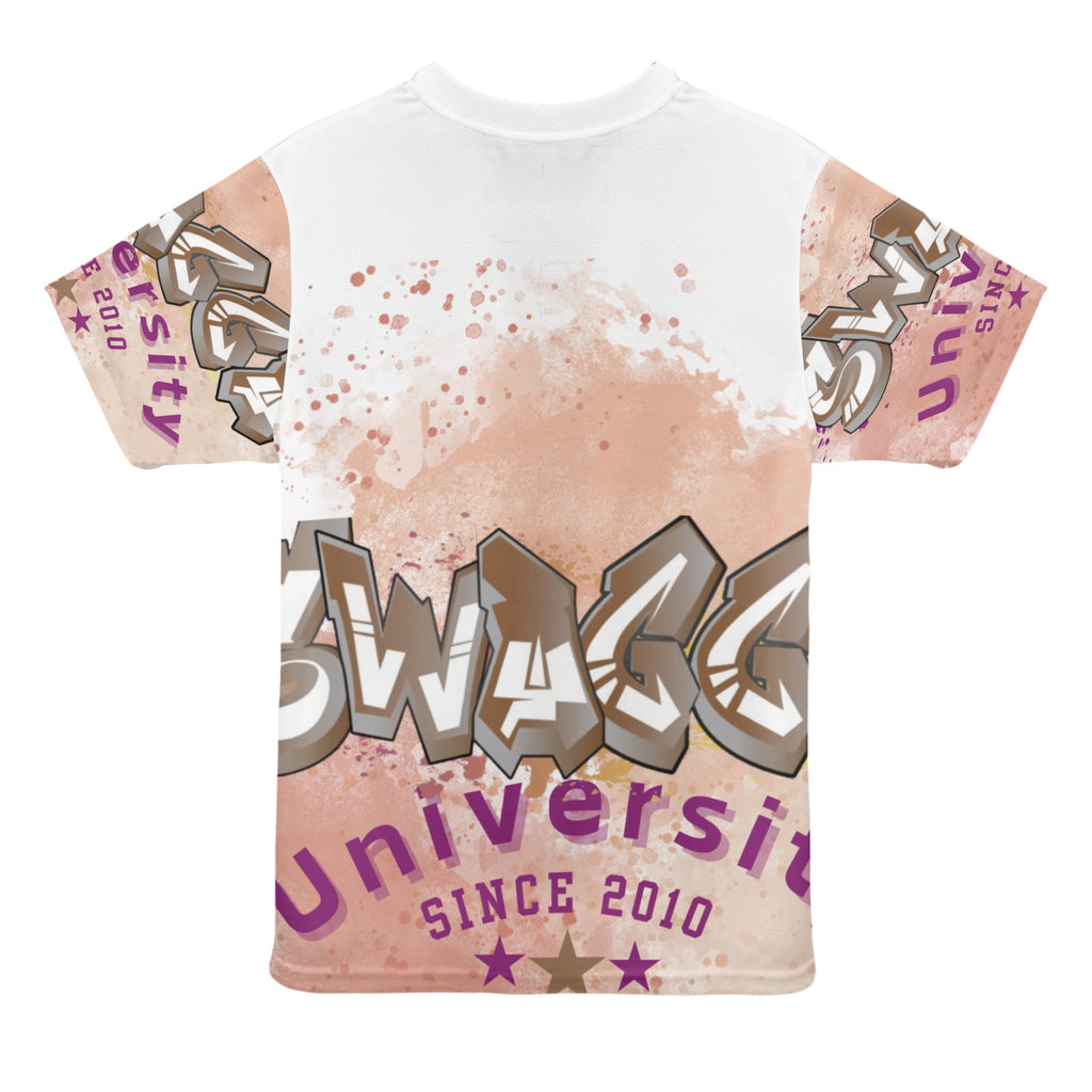 SWAGGA University Orange Classic Varsity T-shirt Design New All Over Print T-shirt for Women (Model T45)
