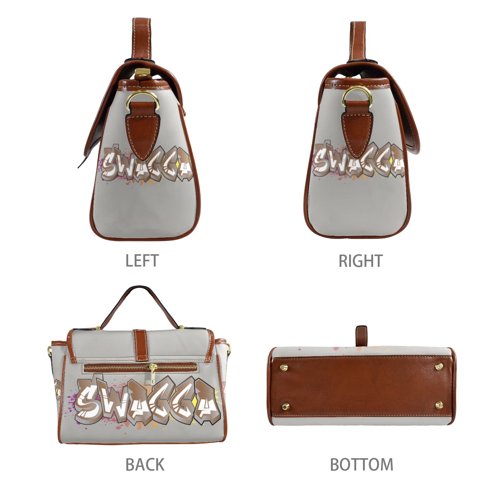 Gey SWAGGA SATCHEL Multi-Function Leather Satchel-Brown (Model 1739)