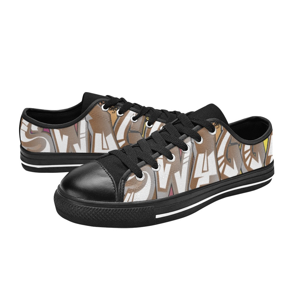 Final SWAGGA LOGO mens low black Men's Classic Canvas Shoes (Model 018)