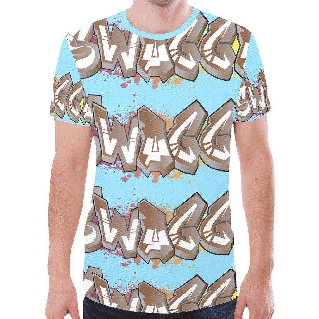 Final SWAGGA LOGO Light Blue New All Over Print T-shirt for Men (Model T45)