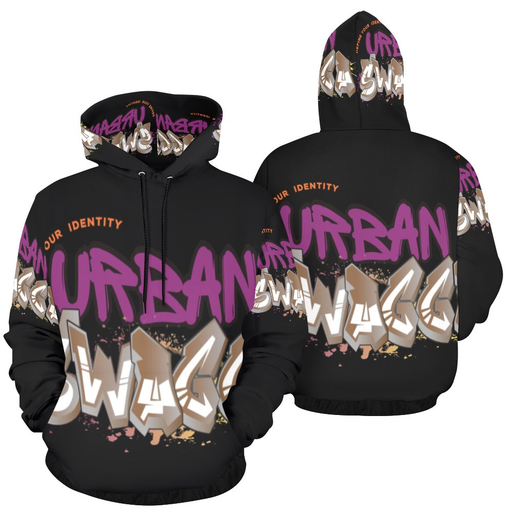 Urban Black All Over Print Hoodie for Men (USA Size) (Model H13)