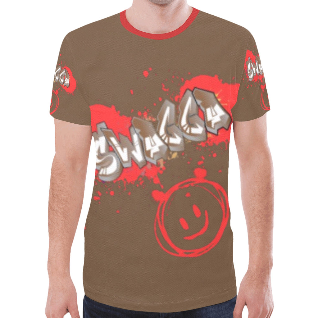 SWAGGA Splash Red Smiley Face New All Over Print T-shirt for Men (Model T45)