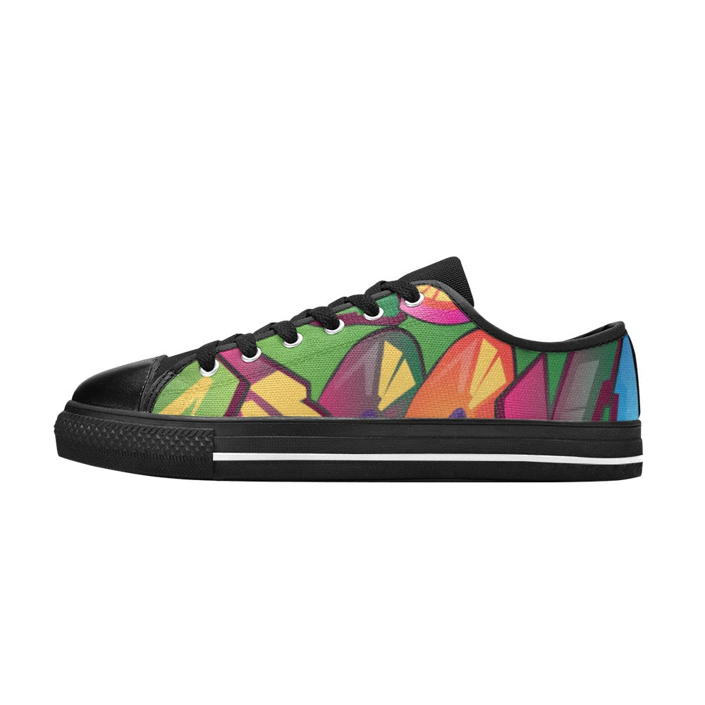 JUS  Groovi Lows BLK Women's Classic Canvas Shoes (Model 018)
