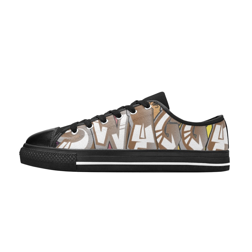 Final SWAGGA LOGO mens low black Men's Classic Canvas Shoes (Model 018)