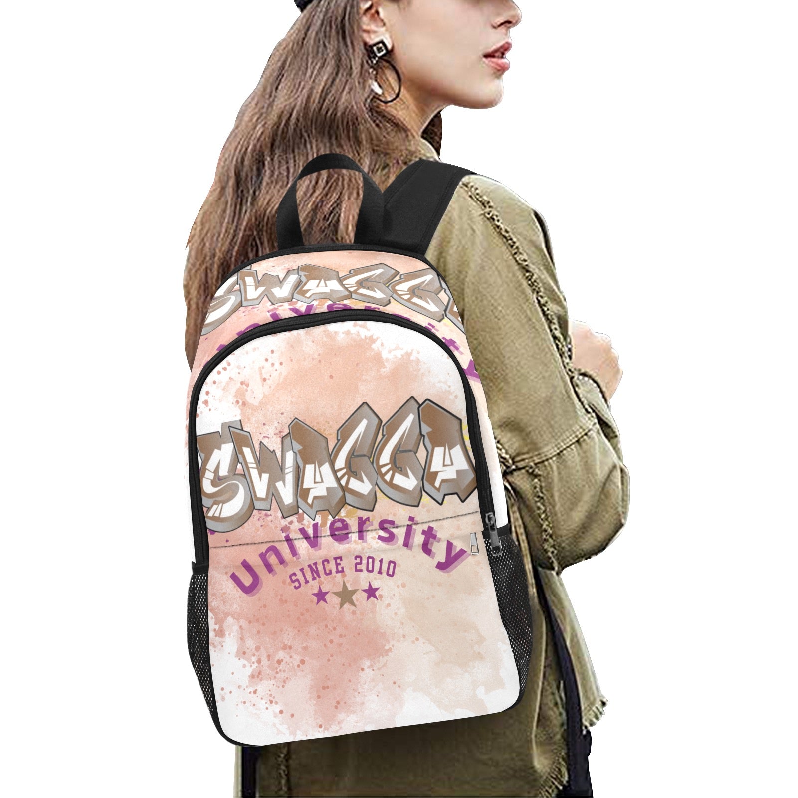 SWAGGA U Fabric Backpack with Side Mesh Pockets (Model 1659)