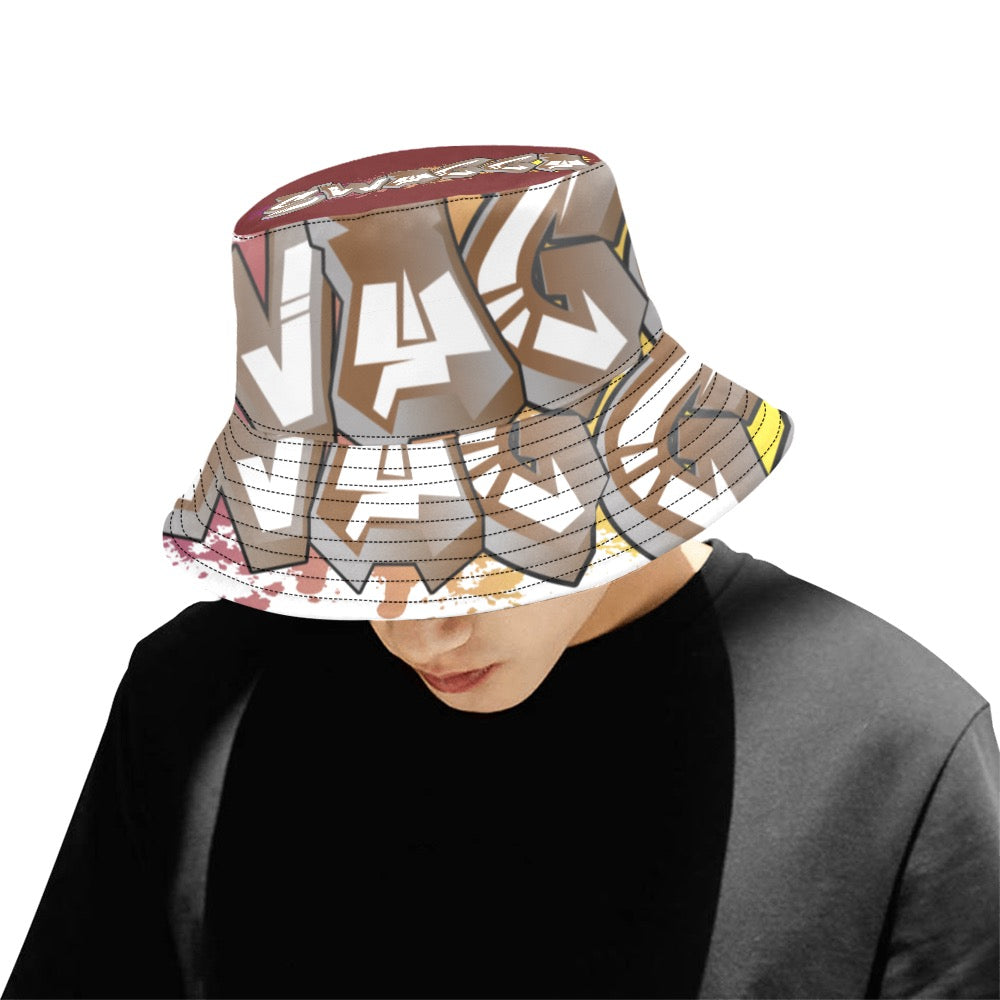 Final SWAGGA LOGO BURG TOP All Over Print Bucket Hat for Men