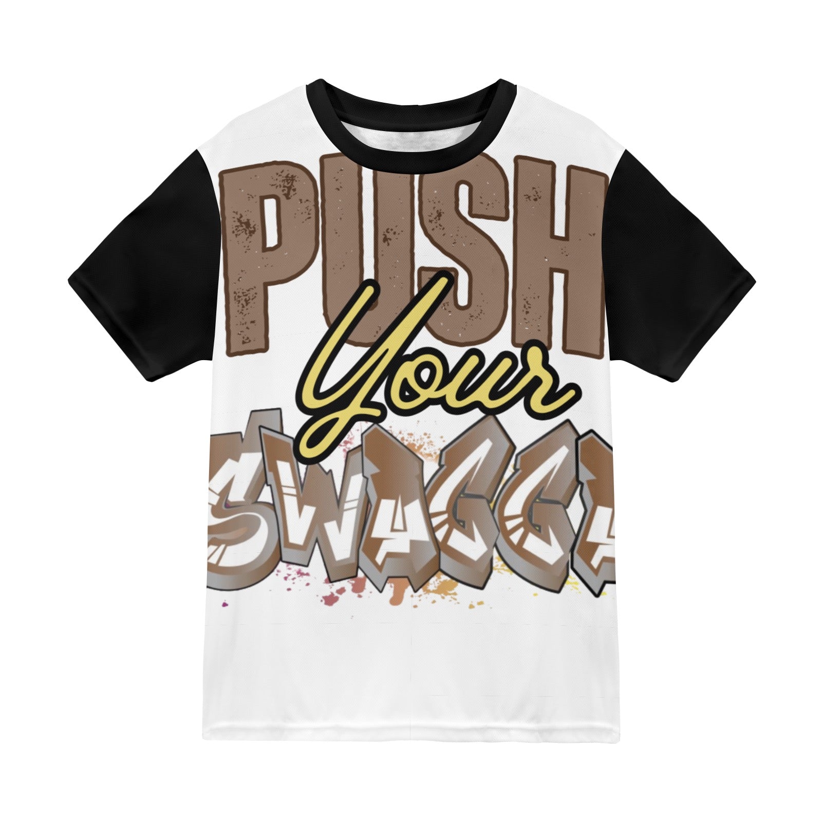 Black and White PUSH SWAGGA T-shirt Design New All Over Print T-shirt for Men (Model T45)